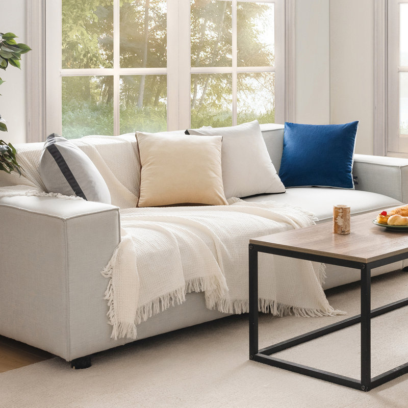 Housse de coussin 18 po en velours 18 po, Blanc cassé / blanc, Housse de coussin