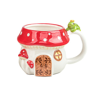 10 Strawberry Street Toadstool Mushroom House Mug, Set Of 4