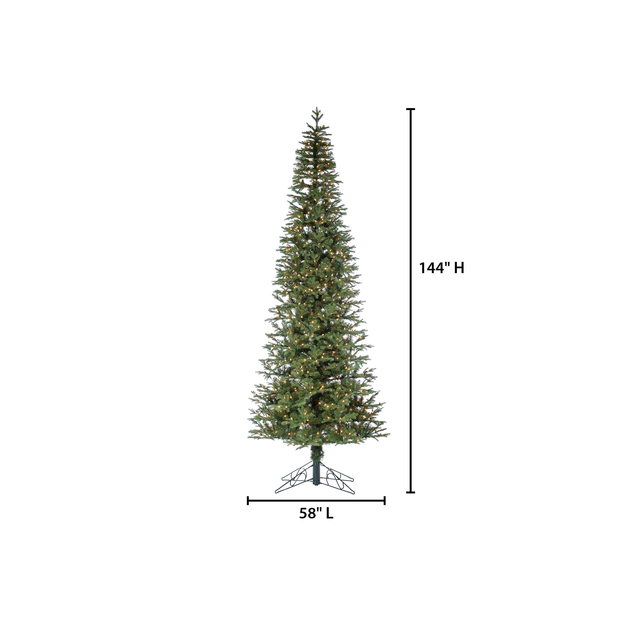 Lighted Artificial Pine Christmas Tree, 12' H