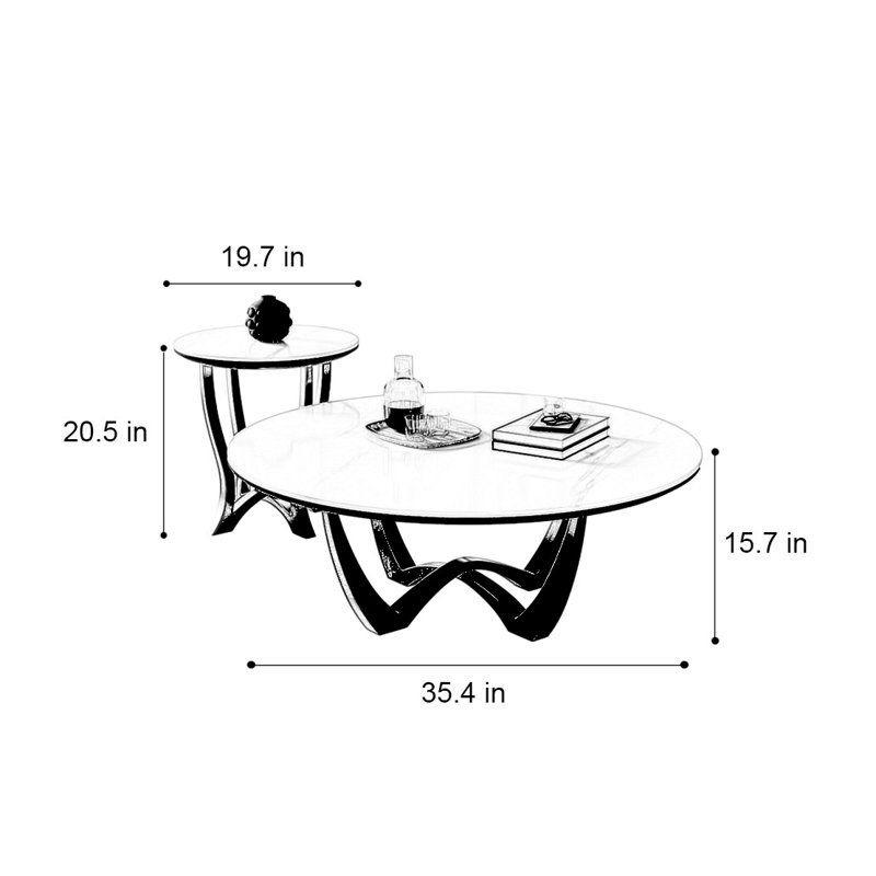 Modern simple round rock table, 15.7" H x 35.4" L x 35.4" W