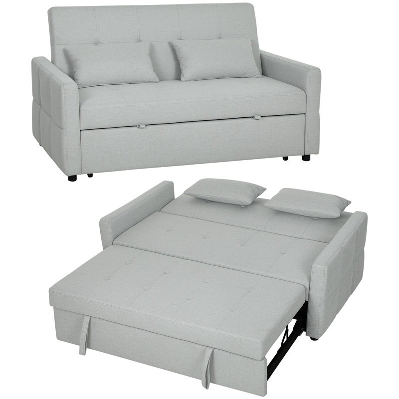 2 Seater Linen Sleeper, Light Grey