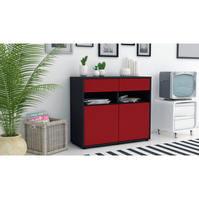 Portola 92cm Sideboard, Anthracite/Red