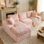 Canapé polyvalent en velours rose tortue: siège convertible à deux places avec méridienne gauche (chaise longue inclinable moelleuse pour les loisirs confortables), avec sièges en face à face, permutable entre la forme en L et la droite-1876194505