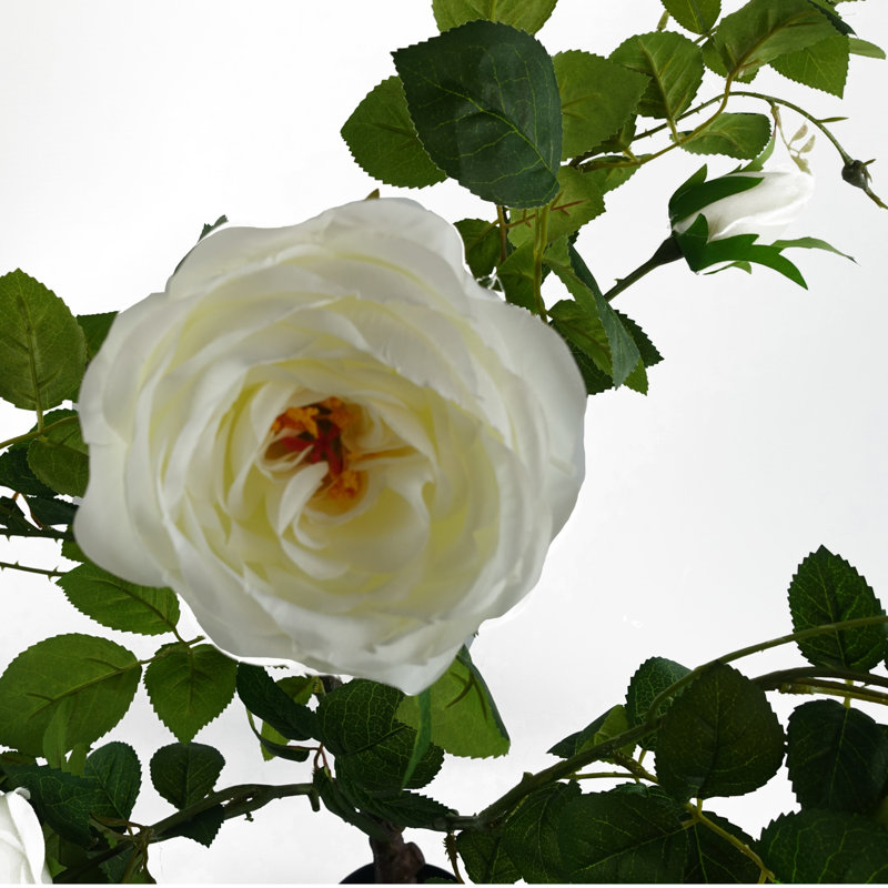Plastic, Silk Rose Arrangement in Pot