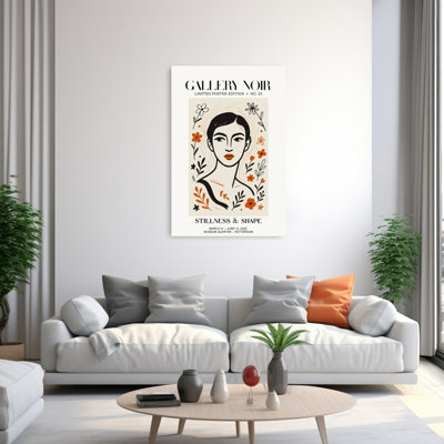 "Gallerynoirno25", audacieux, portrait minimaliste et floral, impression murale