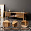 Meuble télé en bambou pour téléviseur de 65 pouces, console multimédia moderne avec porte de clôture ventilée et tablettes de rangement, centre de divertissement pour le salon et la chambre à coucher