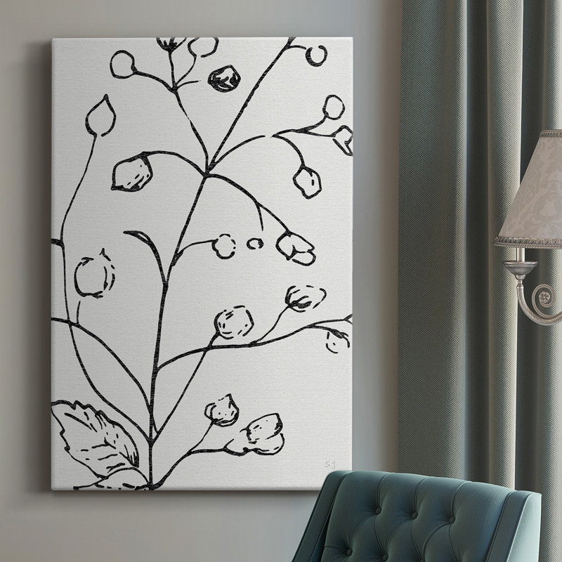 Croquis botanique I, toile tendue avec châssis de qualité supérieure - prête à être accrochée, H 12 po x l 8 po x P 1,5 po