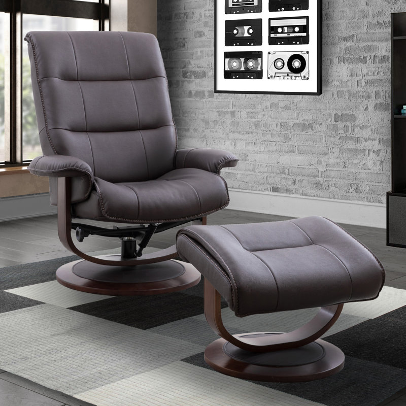 Fauteuil inclinable manuel pivotant et rembourré de 34 po avec accoudoirs évasés et repose-pieds, Mélange de polyester noir
