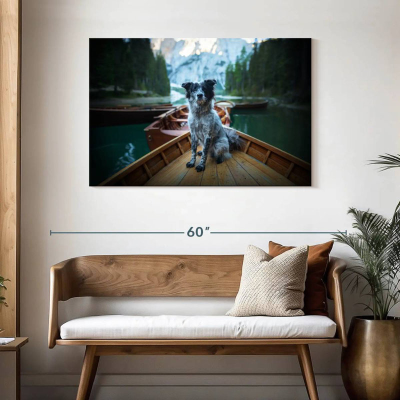 Border Collie On Boat, 30" H x 45" W