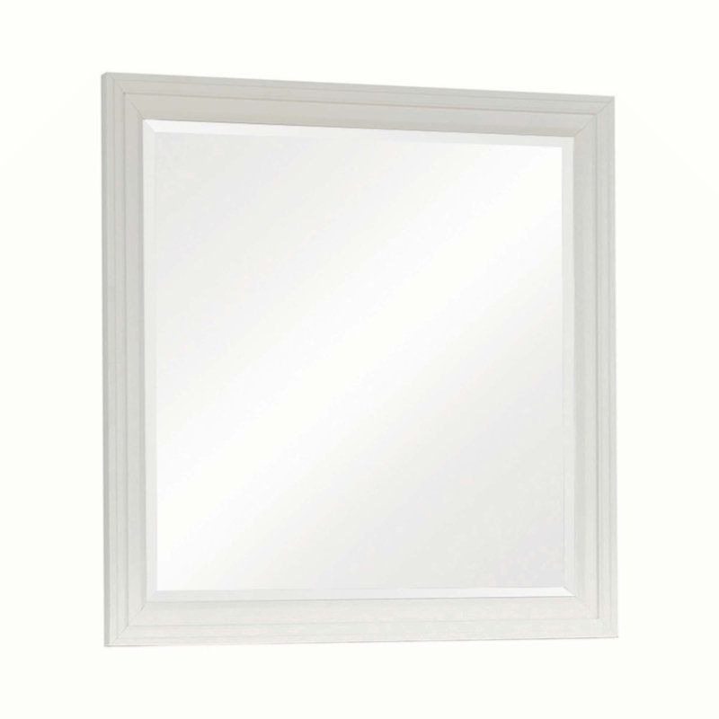 Miroir en bois avec détails moulés, blanc
