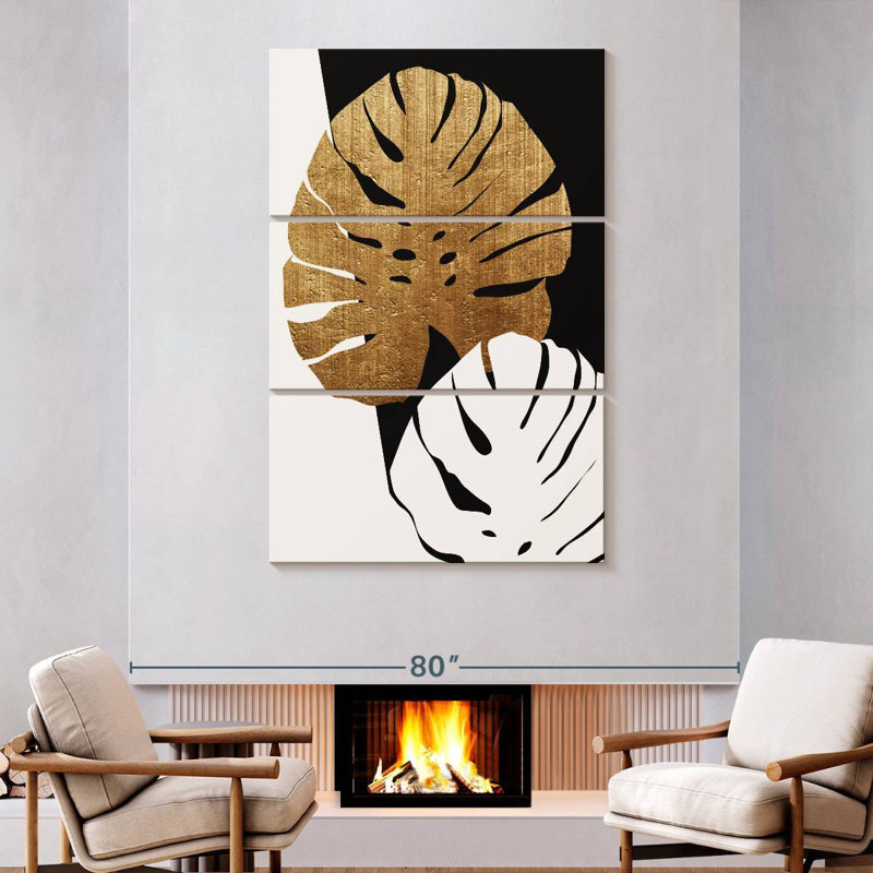 Harnek Monstera Leafs doré, H 74 po x l 48 po