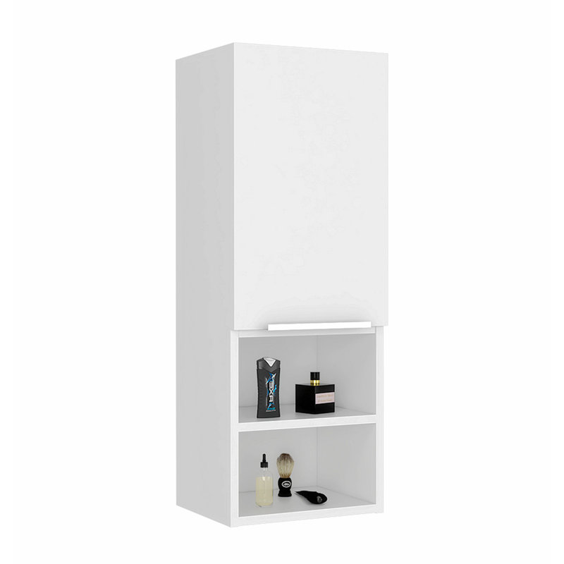 Armoire à pharmacie moderne avec tablettes ouvertes et intérieures - H 32,48 po x l 10,35 po x P 12,12 po, Blanc