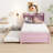 Twin Bed With Trundle,Bookcase,Pink-490573846-490573928