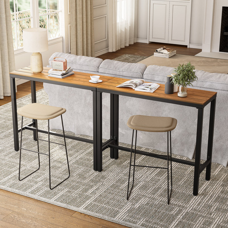 Indoor & Outdoor Bar Table, 37.2" H x 15.6" W x 110.2" L, Brown
