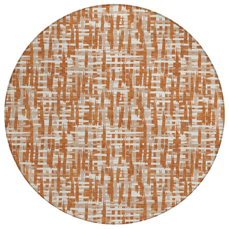 Ayani Orange Washable Indoor-Outdoor Rug - , 8' x 8'