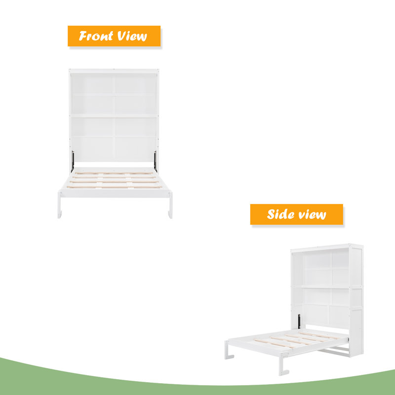 Lit escamotable double pleine grandeur avec tablettes