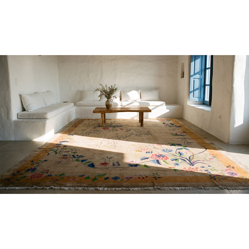 Light Soft Gray Color Big Size Antique Chinese Art Deco Carpet
