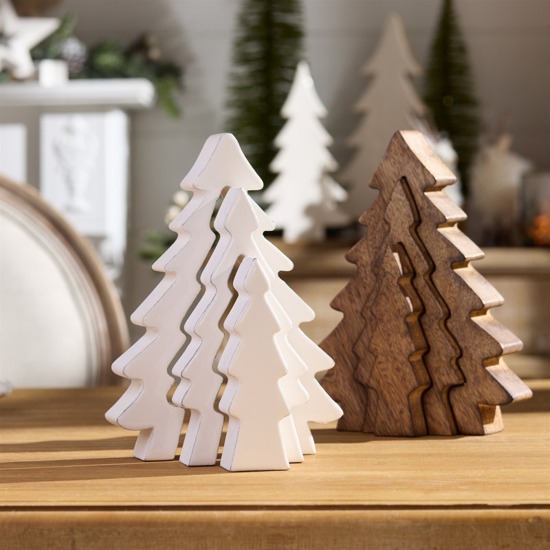 Présentoir gigognes en bois (ensemble de 2), Blanc