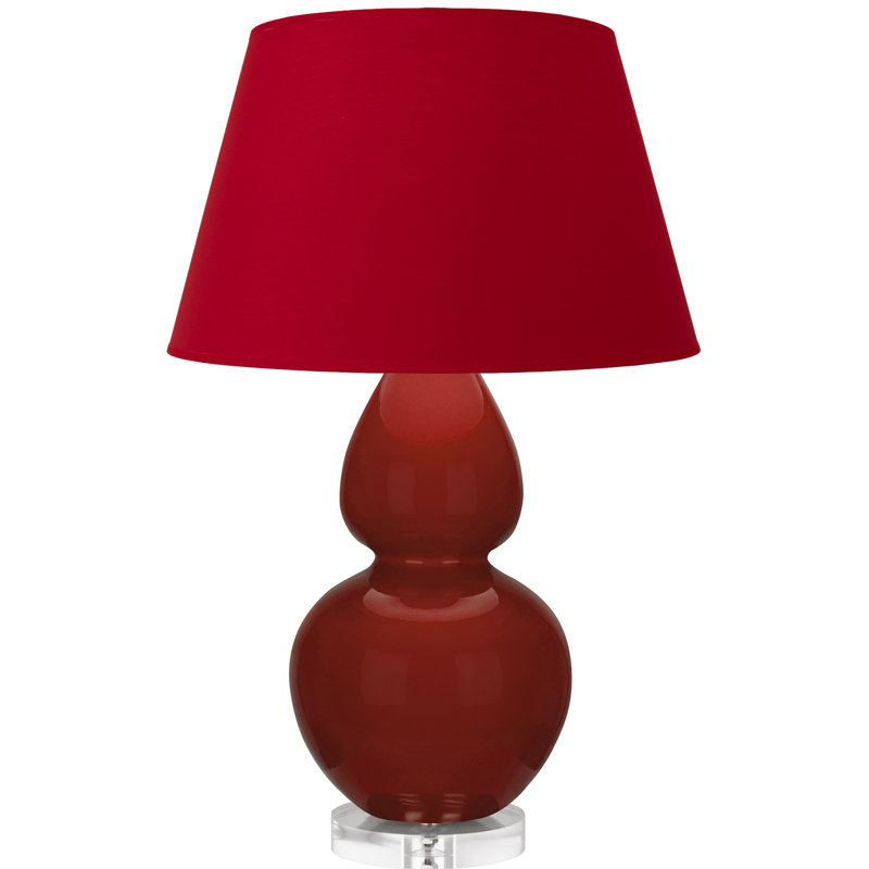 Double Gourd Table Lamp, Navy with Gray Lining, Sugar Plum Glazed/Silver