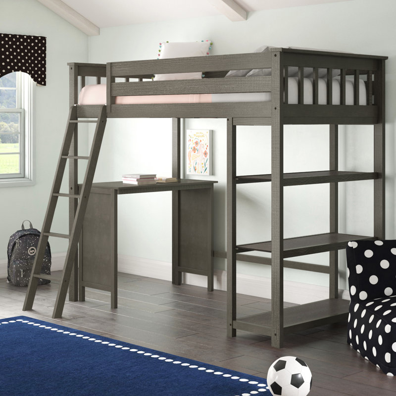 Lit mezzanine simple avec bureau Forbes, Argile
