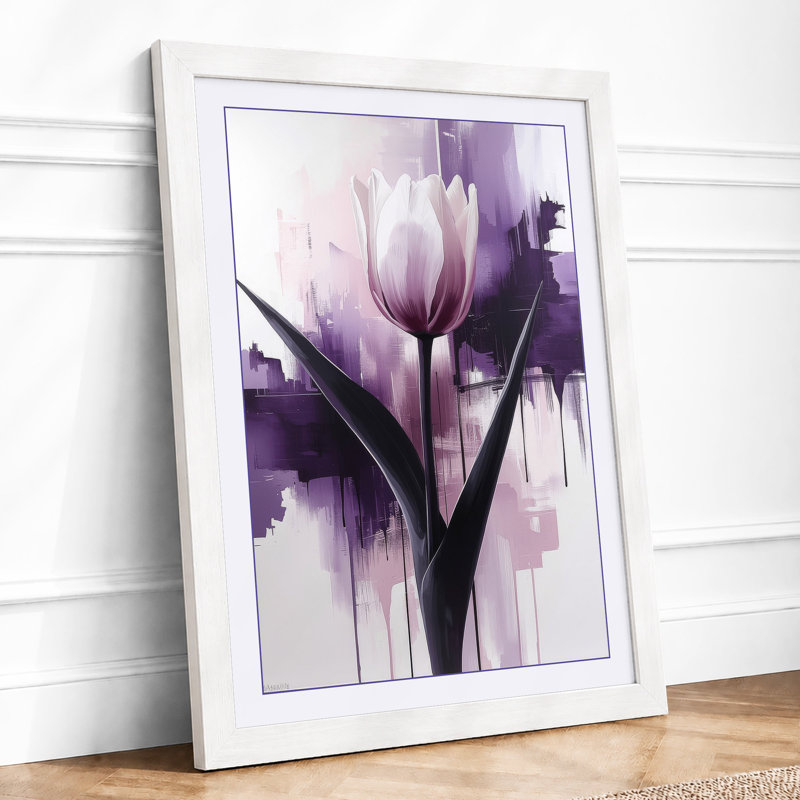 Ethereal Tulip Botanical - Framed Print, A4 - 29.7 x 21.0 cm, White