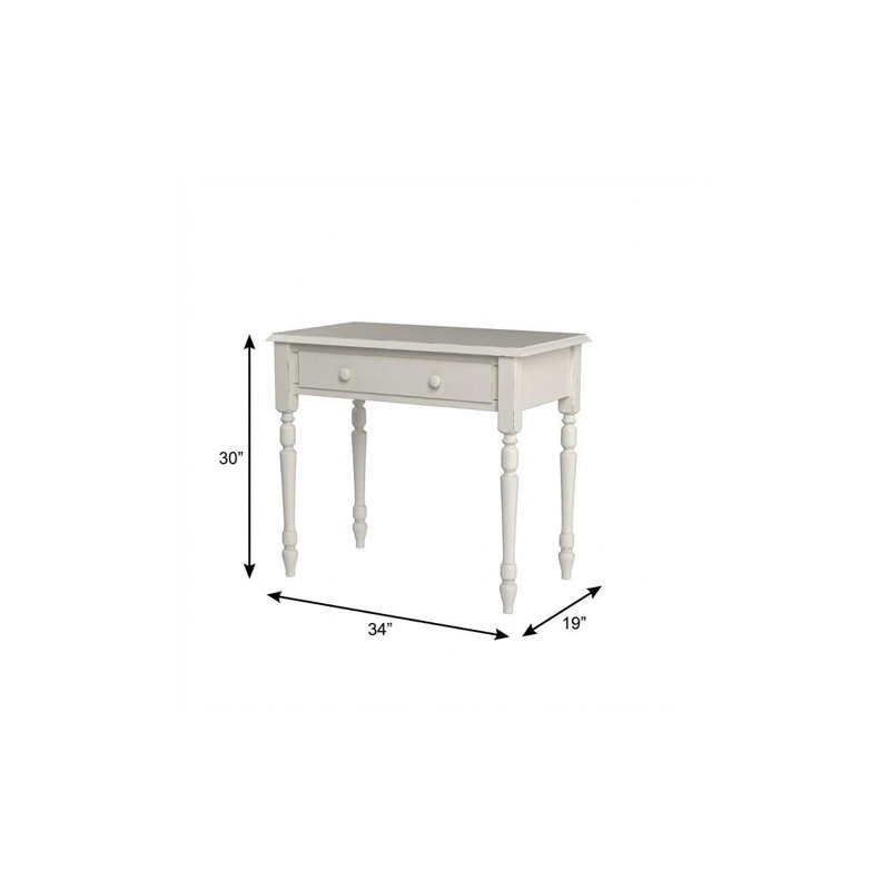 34" Off White Solid Wood Writing Desk