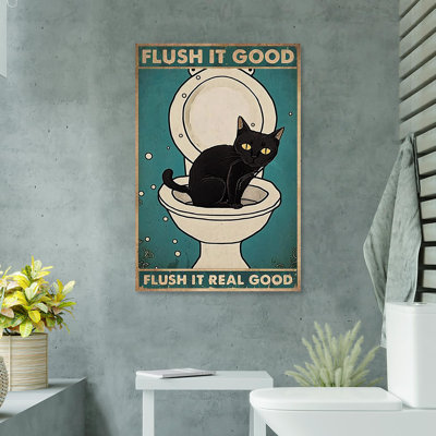 «Black Cat Flush It Good», impression sur toile