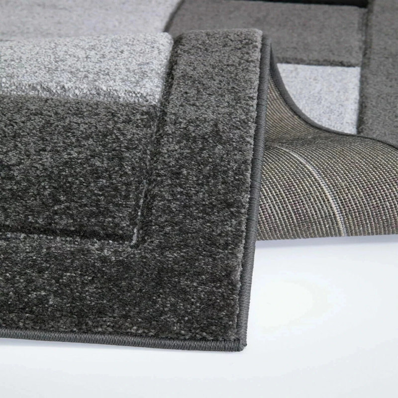 Havana Geometric Dark Grey Large Rugs – Modern Living Room Carpet, Bedroom & Hallway Runner | Soft, Non-Shedding, Stain Resistant Floor Mat