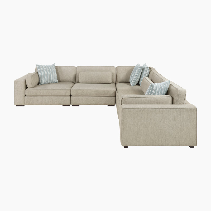 Walden 136" Modern & Contemporary 4-Piece Chenille Sectional Sofa with Durable Solid Wood & Plywood Frame, Supportive High-Density Foam Comfort