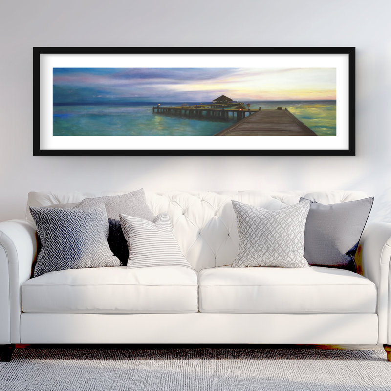 Boardwalk with Sunset - Turquoise exotique, reproduction d'art encadrée