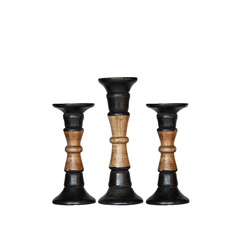 Pilier en bois 15 po, 9"/12"/9", Poli foncé, 2