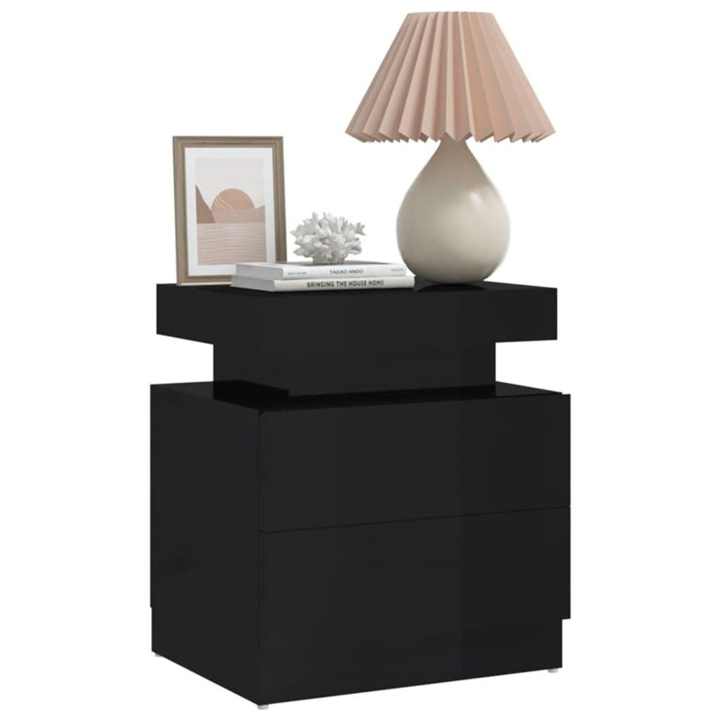 Bedside Cabinet 45x35x52 cm Engineered Wood, High Gloss Black, High Gloss Black