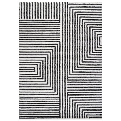 Tapis crème noir Modern Maze