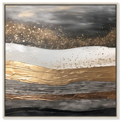 Toile Moonlit Gold III par Art Remedy, cadre blanc