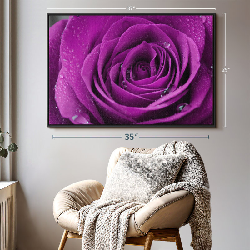 «Droplets On Purple Rose», reproduction sur toile, H 25 po x l 37 po