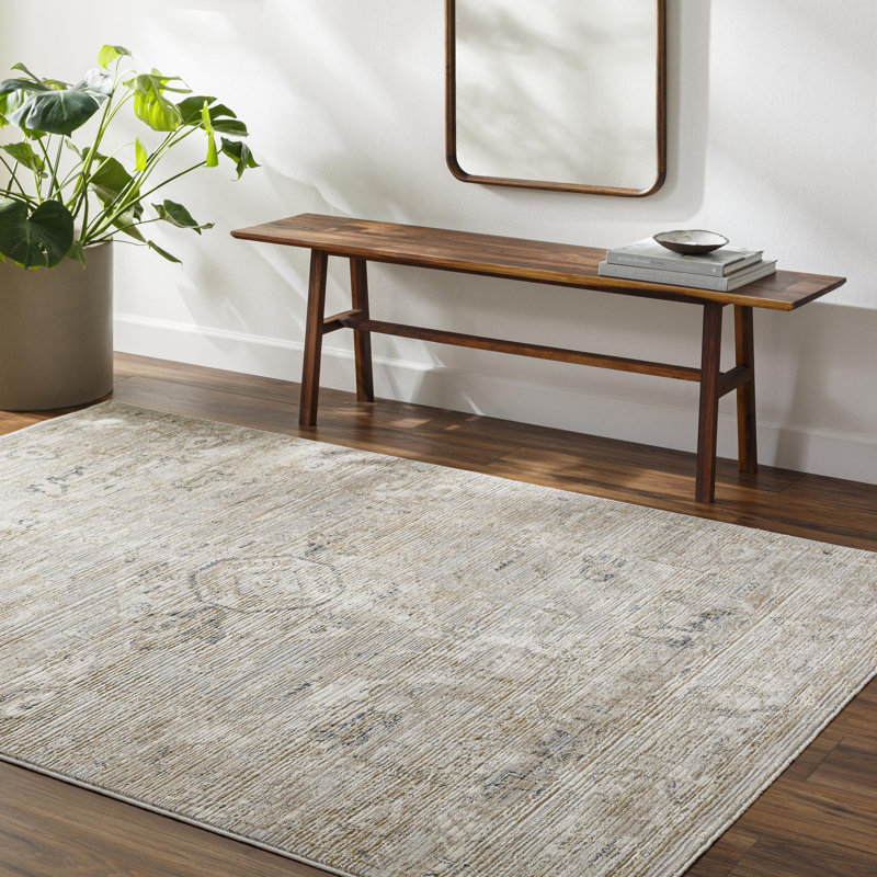 Quincy Light Gray/Teal Area Rug, Rectangle 9'2" x 12'