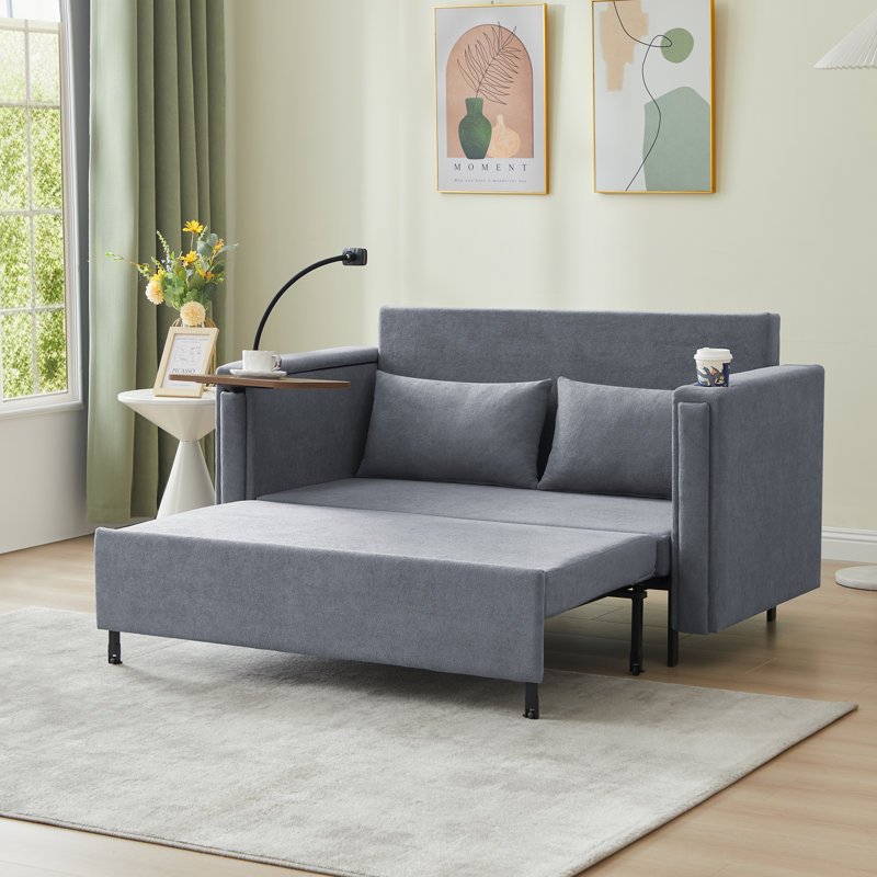 56.3'' Upholstered Sleeper Sofa, Gray