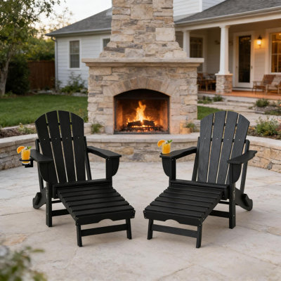 Ensemble de chaises Adirondack pliables et confortables, en matériau PEHD, pour la détente sur le patio