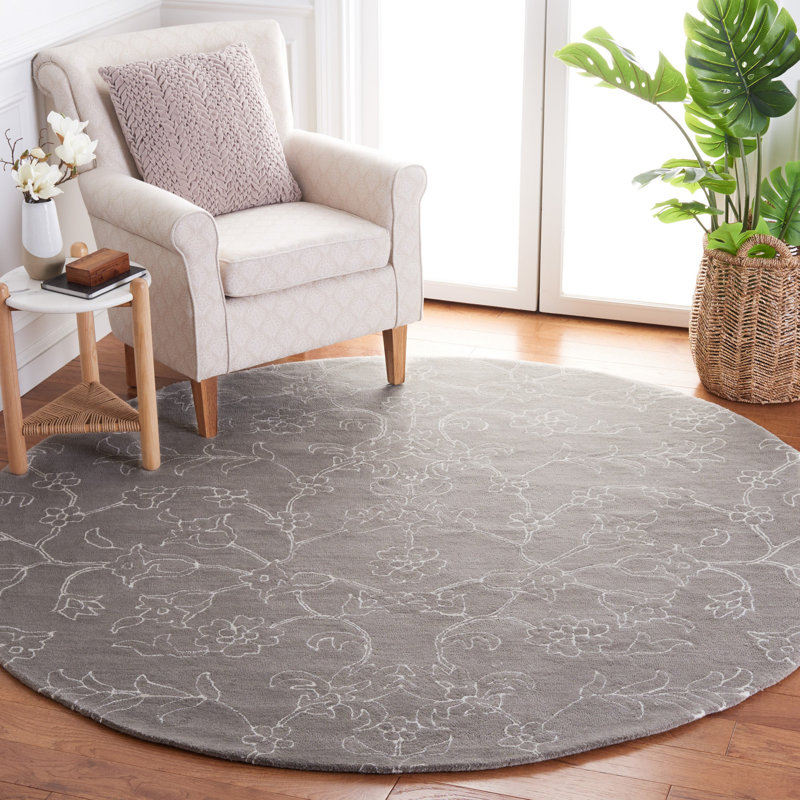 Fifth Avenue Hand Tufted New Zealand Wool Floral Rug, Round 7'