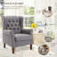 Button-Tufted Wingback Accent Chair - Solid Wood Legs with Rolled Arm &Thick Padded Cushion-987606975-996837706