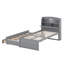 Lit plateforme en bois avec tête de lit à DEL avec rangement et station de charge USB, cadre de lit simple avec lit gigogne et tiroirs-113245980