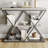 Industrial 3-Tier Entryway Table with X-Shaped Metal Frame & Shelves for Living Room & Hallway-1295660117