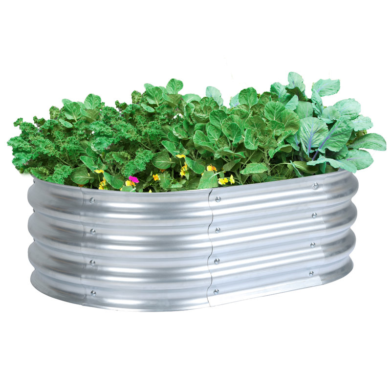 Galvanized Raised Garden Bed Silver, 11.81" H x 35.34" W x 23.62" D