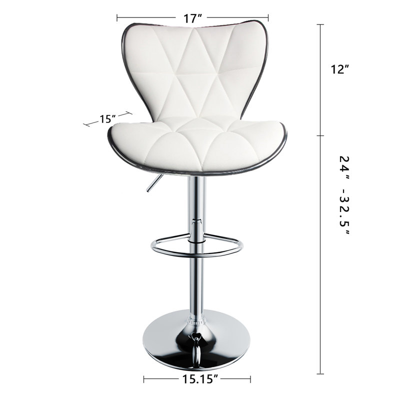 Anjolee 32.5'' Swivel Adjustable Kitchen Bar Stool, White