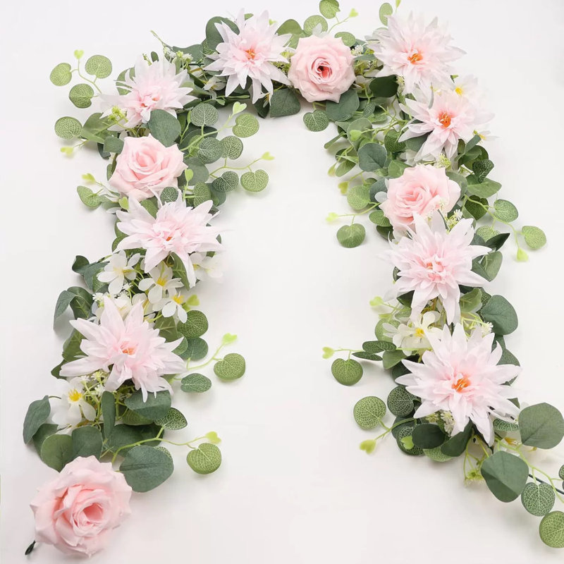 Guirlandes d'eucalyptus avec fleurs, Pink