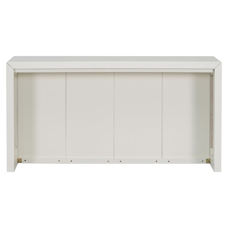 Acacia Wood Veneer Simple Entryway Table With Wavy Design, Beige
