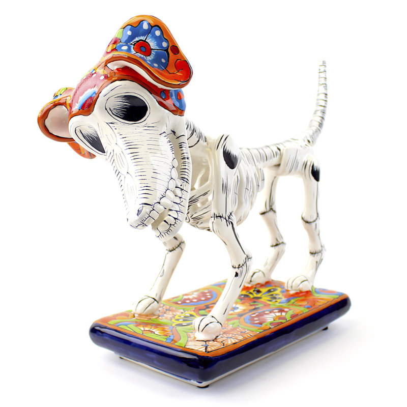 Sculpture de chien Dia De Muertos, H 12 po x l 7 po x P 18 po