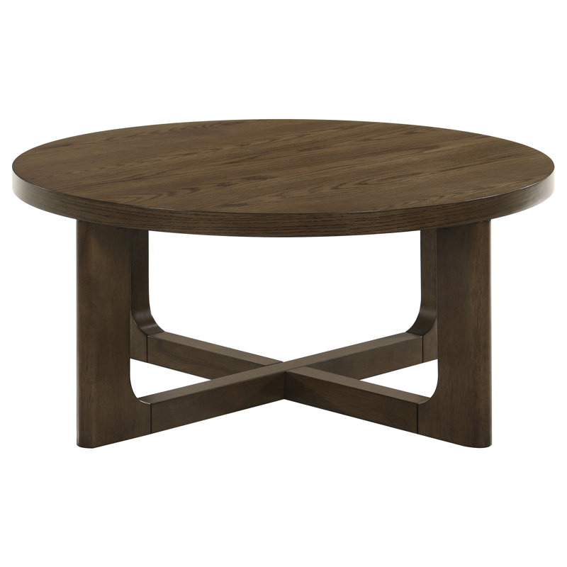 Wai Round Sculptural Wood Coffee Table Brown, Brown
