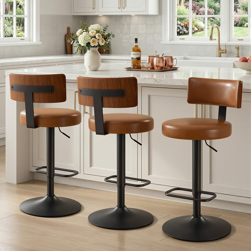 Tabouret de bar réglable en hauteur 25-33 po avec siège pivotant à 360 ° Sonja, Brown