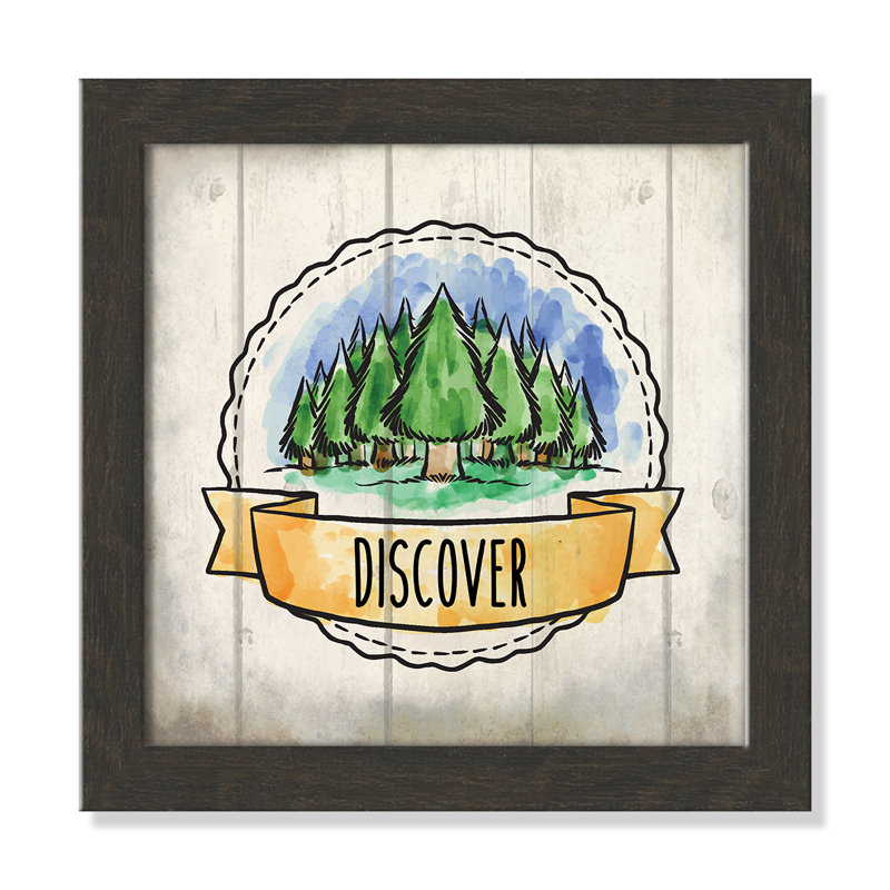 «Adventure is out There», art encadré 3, H 12 po x l 12 po x P 0,6 po, Cadre plat à grain de bois noir